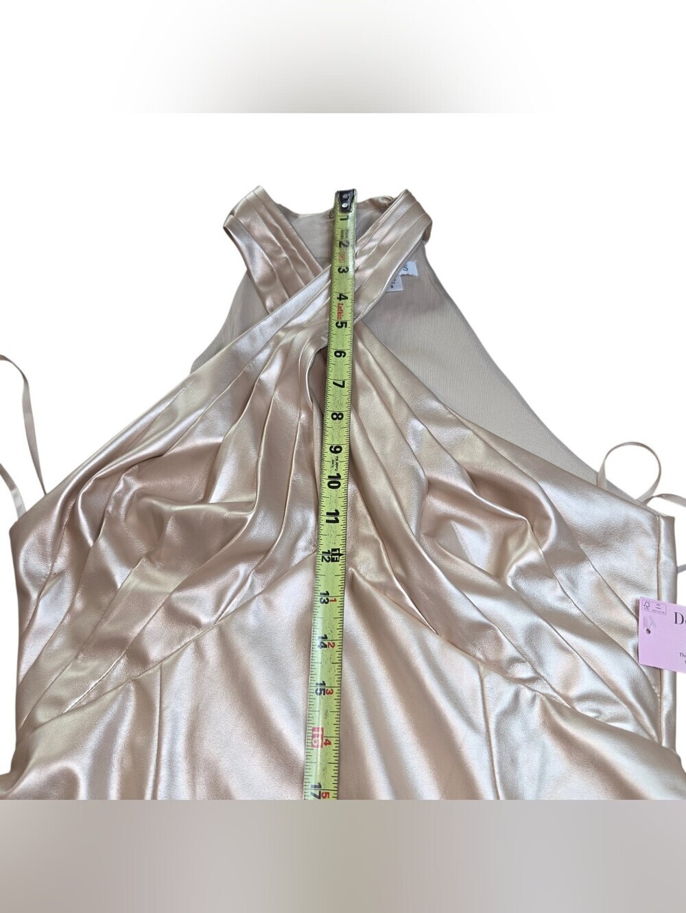 VENUS Metallic Gold Twist Halter Midi Dress - Picture 3 of 10